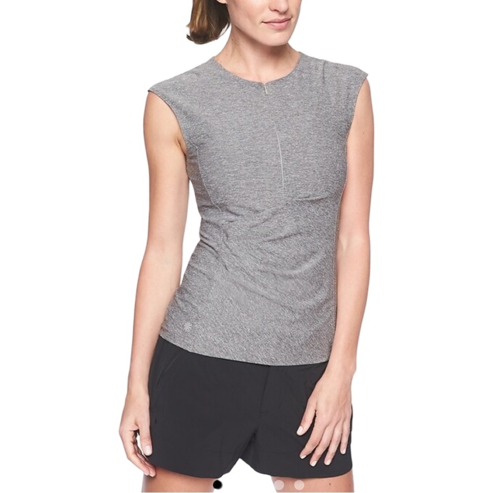 Athleta Pacific Wrap Front Heather
Gray Tank Top Rashguard Running Travel Hiking